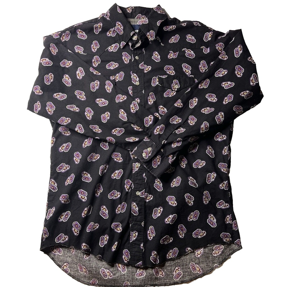 Vintage Wrangler Western Button Down Shirt Mens‎ Large Aztec Cowboy